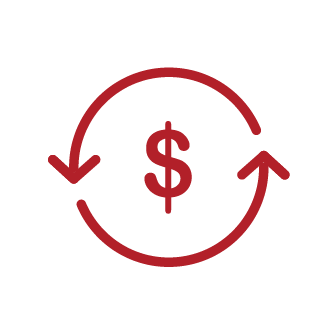 Dollar icon enclosed in two arrows forming a circle